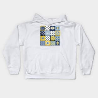 Portuguese tiles mosaic azulejos Kids Hoodie